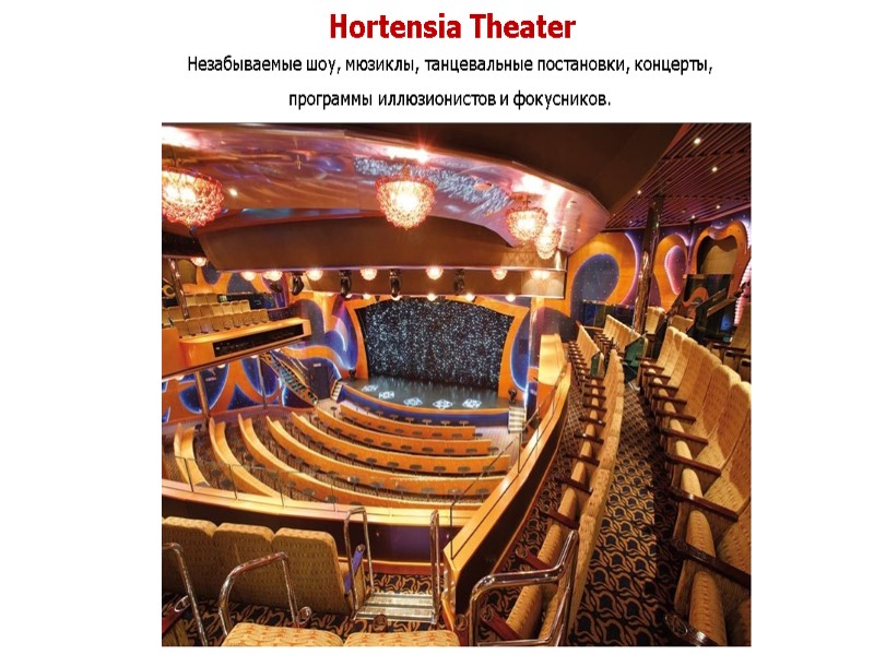 Hortensia Theater Незабываемые шоу, мюзиклы, танцевальные постановки, концерты,  программы иллюзионистов и фокусников.